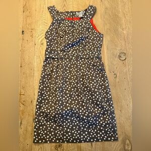 Robbie Bee gray polka dot dress with red lining, pockets 6
